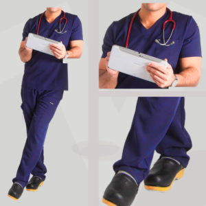 "MALE CLASSICS" STYLE SCRUB [ V-NECK TOP + STRAIGHT LEGS ] - Navy Color