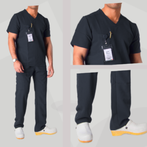 "MALE CLASSICS" STYLE SCRUB [ V-NECK TOP + STRAIGHT LEGS ] - Black Color