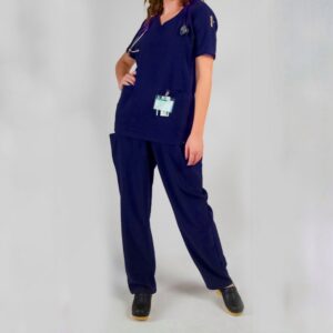 "FEMALE CLASSICS" SCRUB OUTFIT [ V-NECK TOP + STRAIGHT LEGS ] - Navy Color