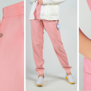 "FEMALE CASUAL" STYLE SCRUB [ ROUND-HALFNECK TOP + RIBBED SWEATPANTS ] - Cimon Color